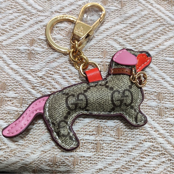 Gucci Cute Dachshund Shaped Leather Accent Keychain